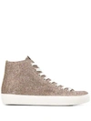 LEATHER CROWN LEATHER CROWN GLITTER HI-TOP SNEAKERS - 金属色