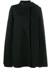 Valentino Asymmetric Draped Cape In Black
