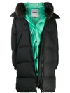 YVES SALOMON LAYERED FOX FUR TRIM COAT