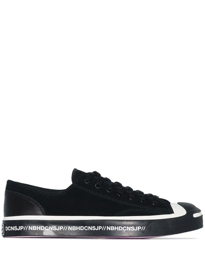 Converse Neighborhood Jack Purcell Ox Leather-trimmed Suede Sneakers In Black