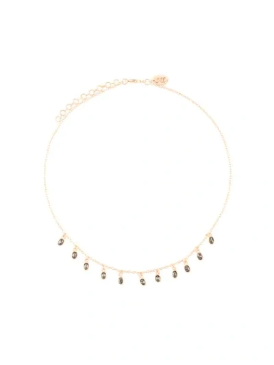 Maha Lozi Fire And Rain Necklace In Black Stones On Rose