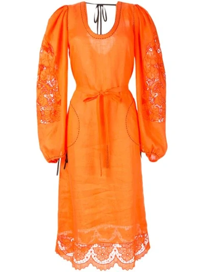 Vita Kin Lace-detail Midi Dress In Orange
