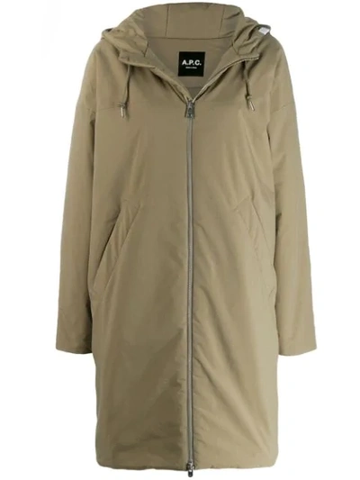 Apc A.p.c. Hooded Coat - 绿色 In Green