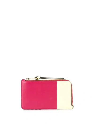 Loewe Leather Colour Block Zip-around Wallet Pink In Red