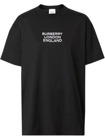 Burberry Logo Embroidered Oversized T-shirt In Black