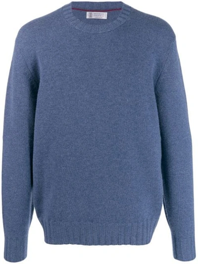 Brunello Cucinelli Crew Neck Cashmere Sweater - 蓝色 In Blue