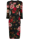 DOLCE & GABBANA ROSE PRINT FITTED DRESS