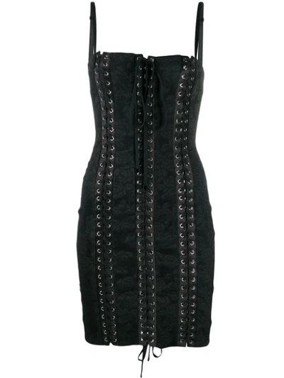 Dolce & Gabbana Jacquard Corset Dress In Black