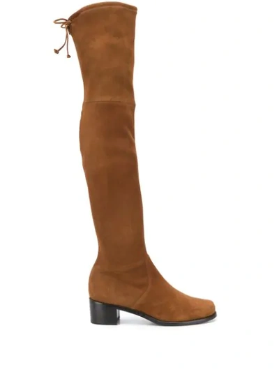 Stuart Weitzman Lace Detail Over-the-knee Boots In Brown