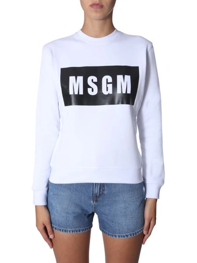 Msgm Crew Neck Sweatshirt In White