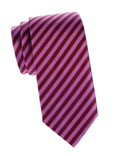 Charvet Striped Herringbone Silk Tie In Purple