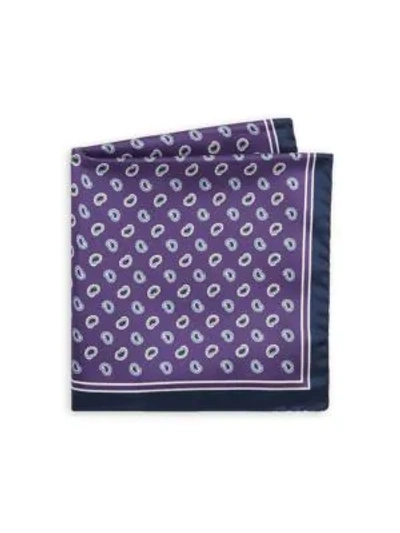 Saks Fifth Avenue Collection Paisley Silk Pocket Square In Purple