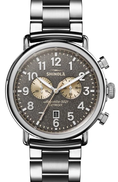 Shinola Men's 47mm Runwell Chronograph Bracelet Watch In Silver