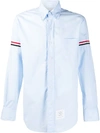 THOM BROWNE THOM BROWNE STRIPE DETAIL SHIRT - BLUE