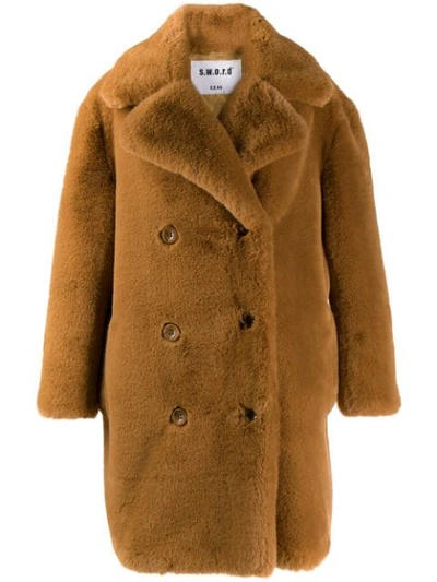 Sword 6.6.44 Faux Fur Coat In Ginger