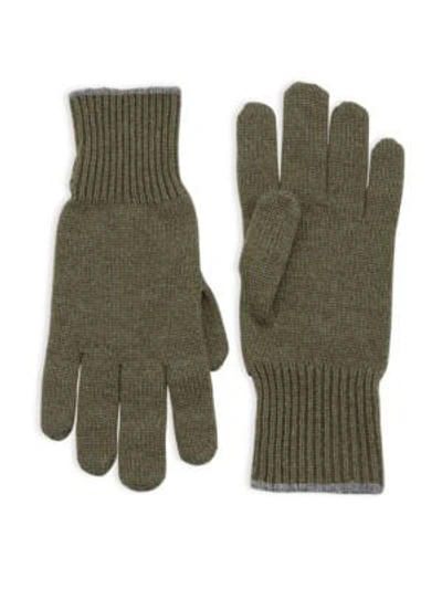 Brunello Cucinelli Cashmere Gloves In Army Green