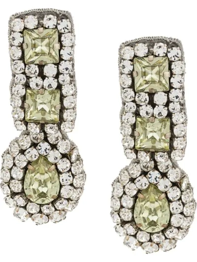 Moschino Crystal Pendant Clip-on Earrings In Yellow