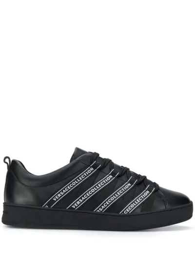 Versace Collection Logo Printed Sneakers - 黑色 In Nero Nero Bianco