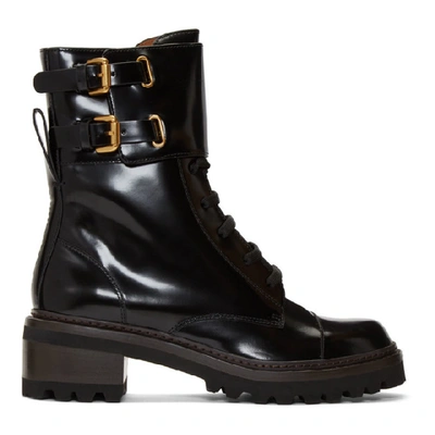 See By Chloé See By Chloe Black Mallory Biker Boots In Noir