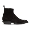 Balenciaga Black Suede Santiag Boots In 1000 Black