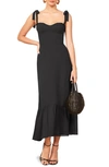 cocktail dress for women black Marsoni M251S Short Formal Knee Length Length (Shoulder to Feet):58 Inches backstyle_Lace-up trend flutter sleeves Sorrento Linen Blend Midi