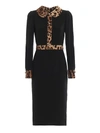 DOLCE & GABBANA WOOL BLEND DRESS WITH ANIMAL PRINTED DETAILS