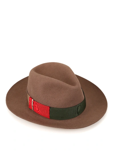 Borsalino Alessandria Multicolour Band Hat In Light Brown