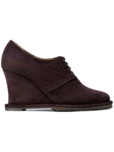 Bottega Veneta Wedge Lace-up Shoes In Brown