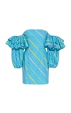 Rotate Birger Christensen Blue 'bethany' Dress With Stripes In Blue