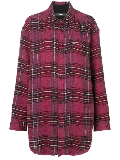 Diesel Check Flannel Shirt With Tape Details - Pink