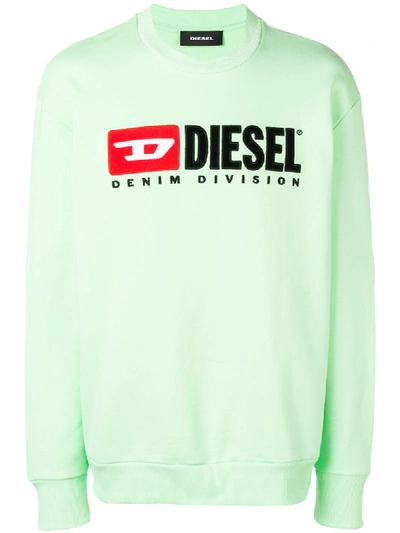 Diesel Jersey Sweater With 90's  Logo - Green In Green
