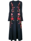 OSCAR DE LA RENTA FLORAL EMBROIDERED LONG DRESS