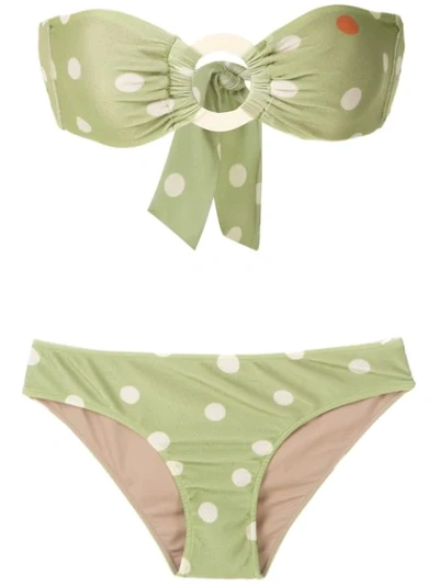 Adriana Degreas Printed Strapless Bikini Set In Green