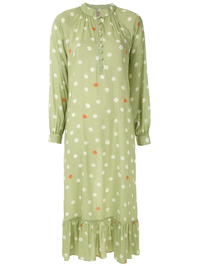 Adriana Degreas Polka Dot Midi Dress In Green