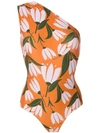 ADRIANA DEGREAS PRINTED ONE SHOULDER SWIMSUIT