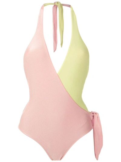 Adriana Degreas Asymmetric Wrap Swimsuit In Multicolour