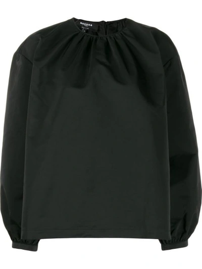 Rochas Pleated Long Sleeved Top In Black