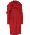 Balenciaga Draped Houndstooth Wool Coat In Red