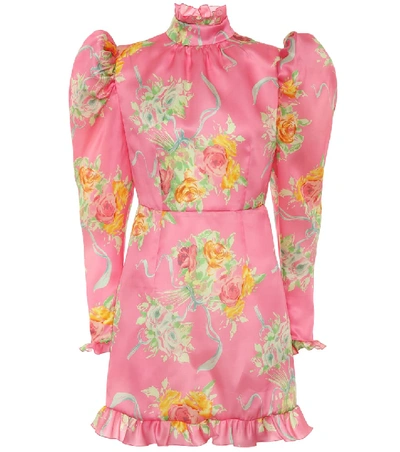 Alessandra Rich Rose Print Mini Dress - 粉色 In Pink