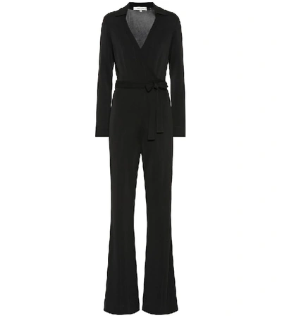 Diane Von Furstenberg Aries Jersey Shirt-bodice Jumpsuit In Black