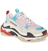Balenciaga Triple S Logo-embroidered Leather, Nubuck And Mesh Sneakers In Blue