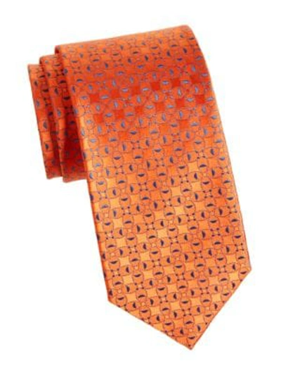 Charvet Neat Abstract Circle Silk Tie In Orange