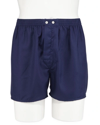 Derek Rose Mens Navy Lombard Classic-fit Cotton Boxer Shorts In Blue