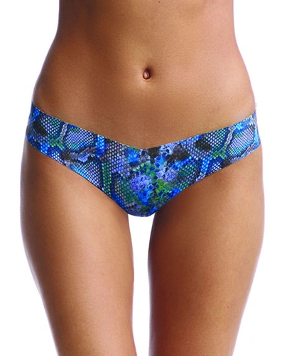 Commando Printed Classic Thong In Cobalt Serpant