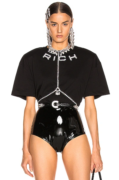 Alessandra Rich Oversized Crystal-embellished T-shirt In Black