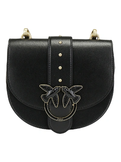Pinko Round Love Simply Shoulder Bag In Nero Limousine