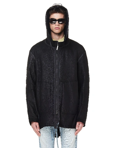 Isaac Sellam Fishtail Ombrageux Shearling Parka In Black