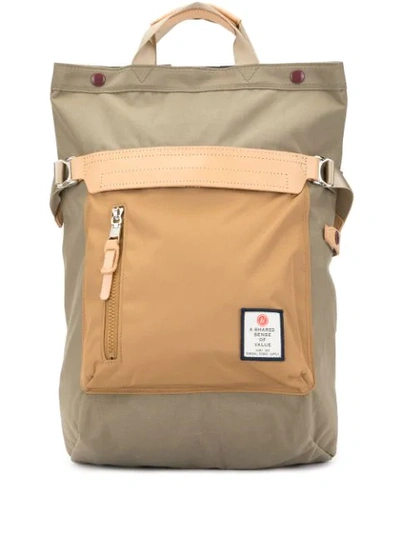 As2ov Contrast Panel Backpack In Brown