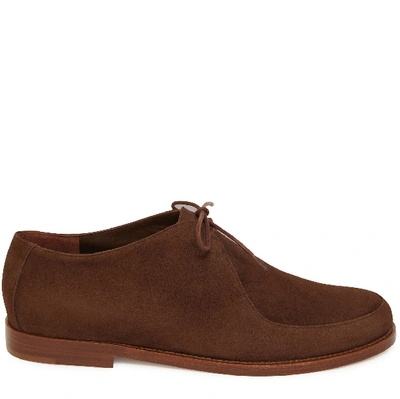 Mansur Gavriel Suede Lace Up Oxford In Chocolate