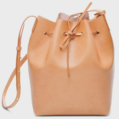 Mansur Gavriel Mini Leather Bucket Bag In Cammello/rosa